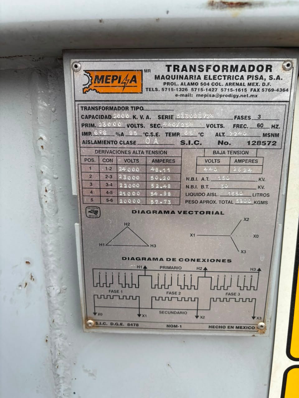 Placa de datos técnica oficial